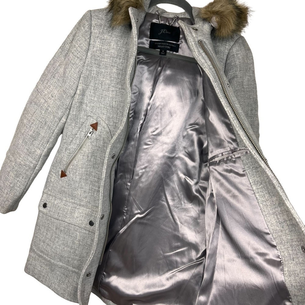 J. Crew Chateau Parka in Italian stadium-cloth wool Gray Coat Size 0 - Picture 9 of 12